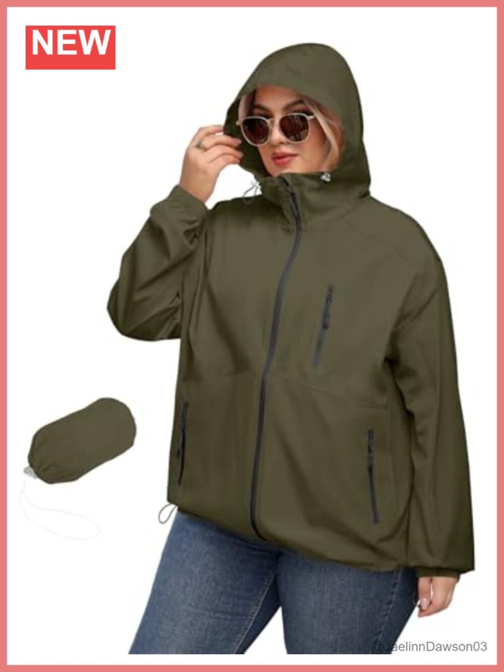 Plus Size Waterproof Rain Jacket with Hood Windproof Raincoat